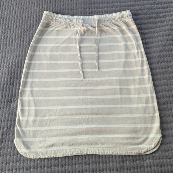 Inherit Clothing Dresses & Skirts - Inherit Co Tan And White Striped Drawstring Midi Skirt